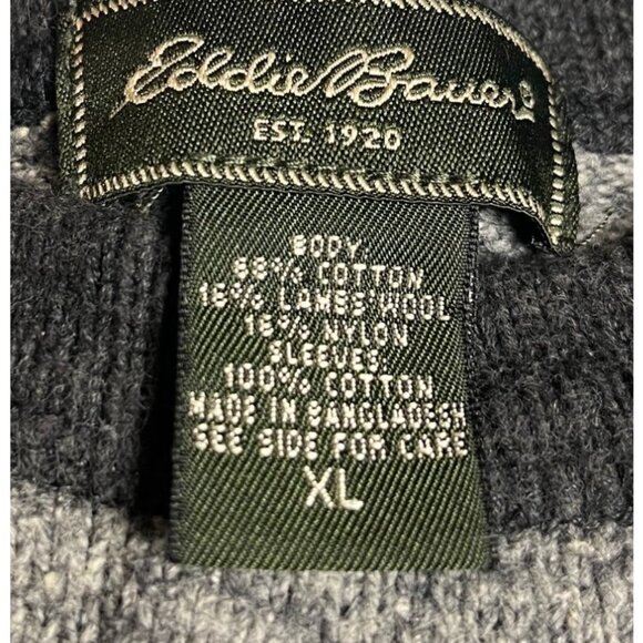 Eddie Bauer Mens XL Lambs Wool Blend Sweater Casual Outdoor Style Gray & Black - Picture 6 of 10